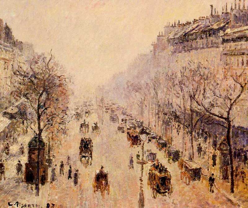 Boulevard Montmartre Morning: Sunlight and Mist