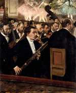 Degas loved painting scenes from unusual angles. Instead of focussing on the stage, he places the orchestra in the foreground.