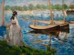 Manet painted with Monet at Monet's house in Argenteuil in 1874. This work, the Seine at Argenteuil, closely resembles Monet's output.