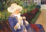 ‘Lydia Crocheting in the garden at Marly’ by Mary Cassatt. A clear example of the Impressionist influence in Cassatt's work