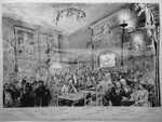 A drawing of the Chat Noir Cabaret from 1886