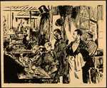 A cartoon of Manet holding forth in the Cafe Guerbois